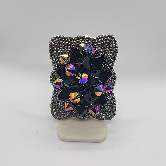 GASOLINE GLAMOUR STUDDED FORTUNE TELLER RING BLACK - Picture 1 of 6